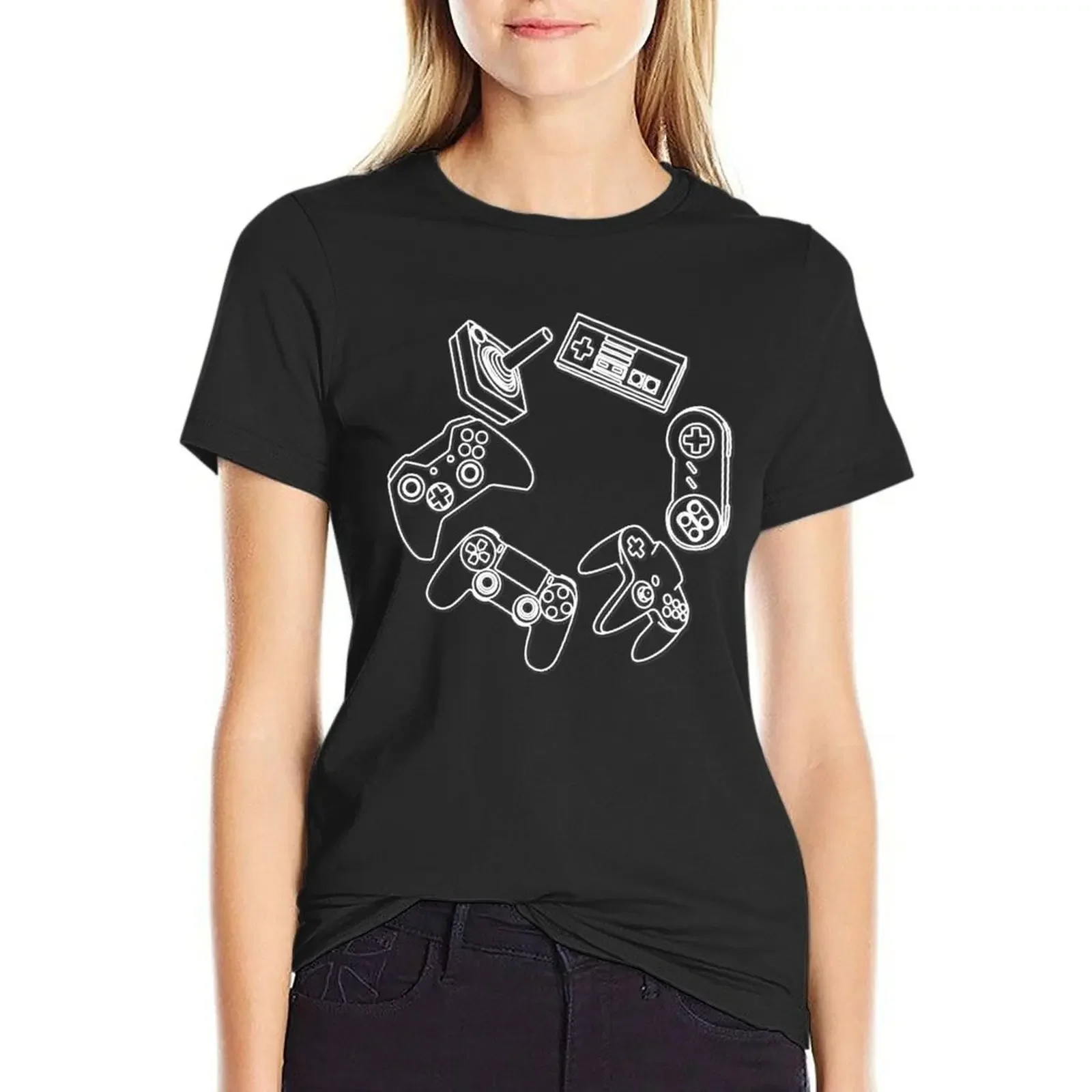 

Controller Circle T-Shirt funny summer top Aesthetic clothing t shirts for Women loose fit