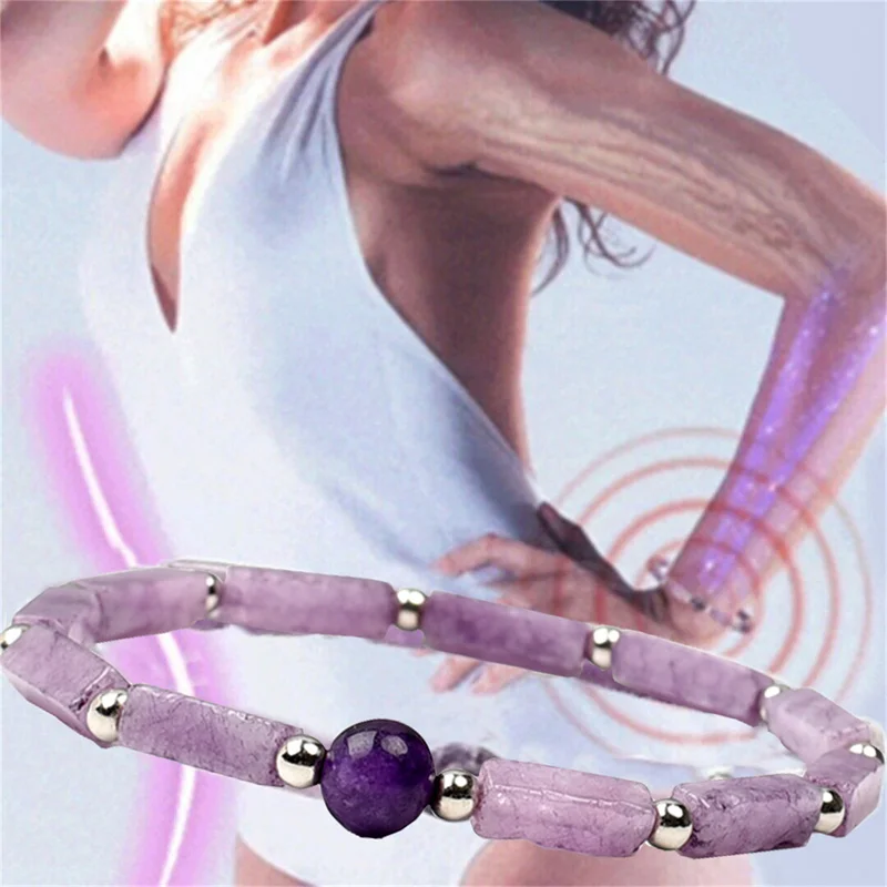 Natural Amethyst Body-purify Slimming Bracelet Stone Energy Bracelets for Women Fatigue Relief Healing Yoga 2