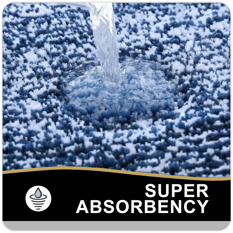Tapis De Salle De Bain OLANLY - Microfibre Douce 2,5 Cm - Envers Caoutchouc Antidérapant - 119,4 X 43,2 Cm - Noir