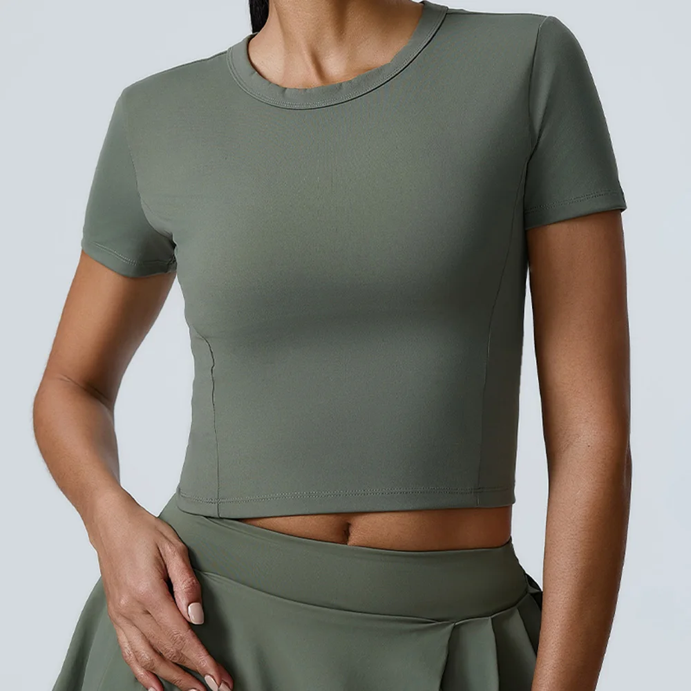 Yoga Sports High Elastic T-Shirt Women Fitness Top Short Sleeves Dance Clothes Running Shirts Gym Push Up Workout Top Tee