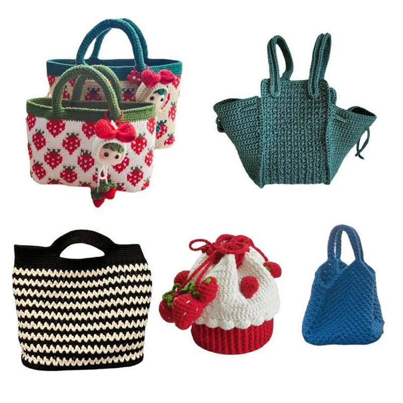 Crochet kit Strawberry bag Crocheting DIY trapeze wave handbag set handmade knitting shoulder bag material beginner
