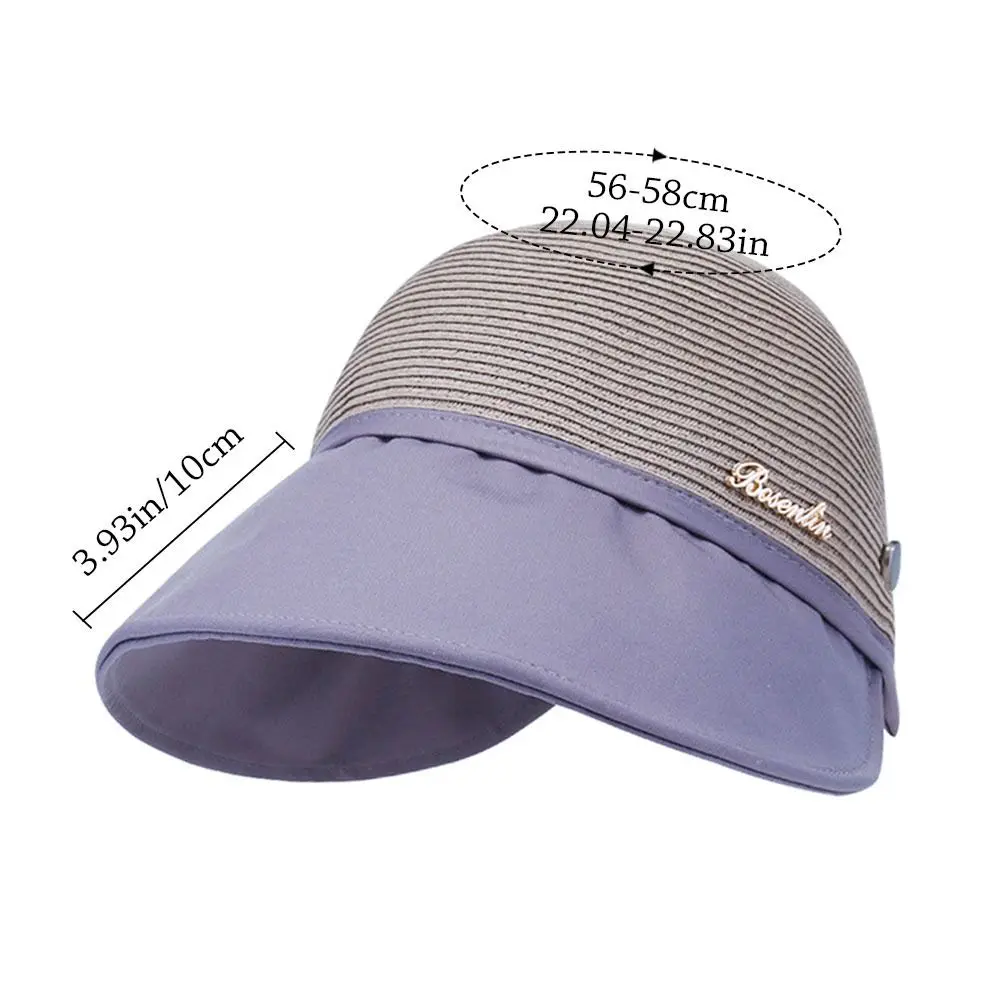 Summer Women Bucket Hat UV Protection Sun Hats Soft Foldable Wide Brim Outdoor Beach Hat Panama Cap Ponytail Cap 6