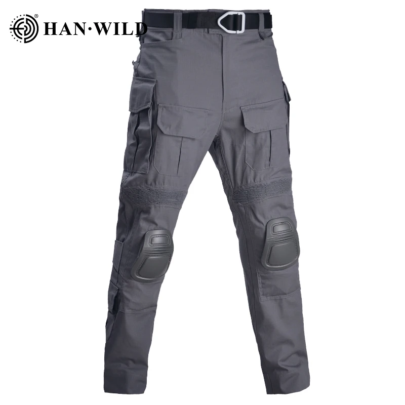 HAN WILD Tactical Uniform Paintball Combat Suit Hiking Shirts Men Airsoft Army Cargo Pants with Knee Pads Hunting Clothes