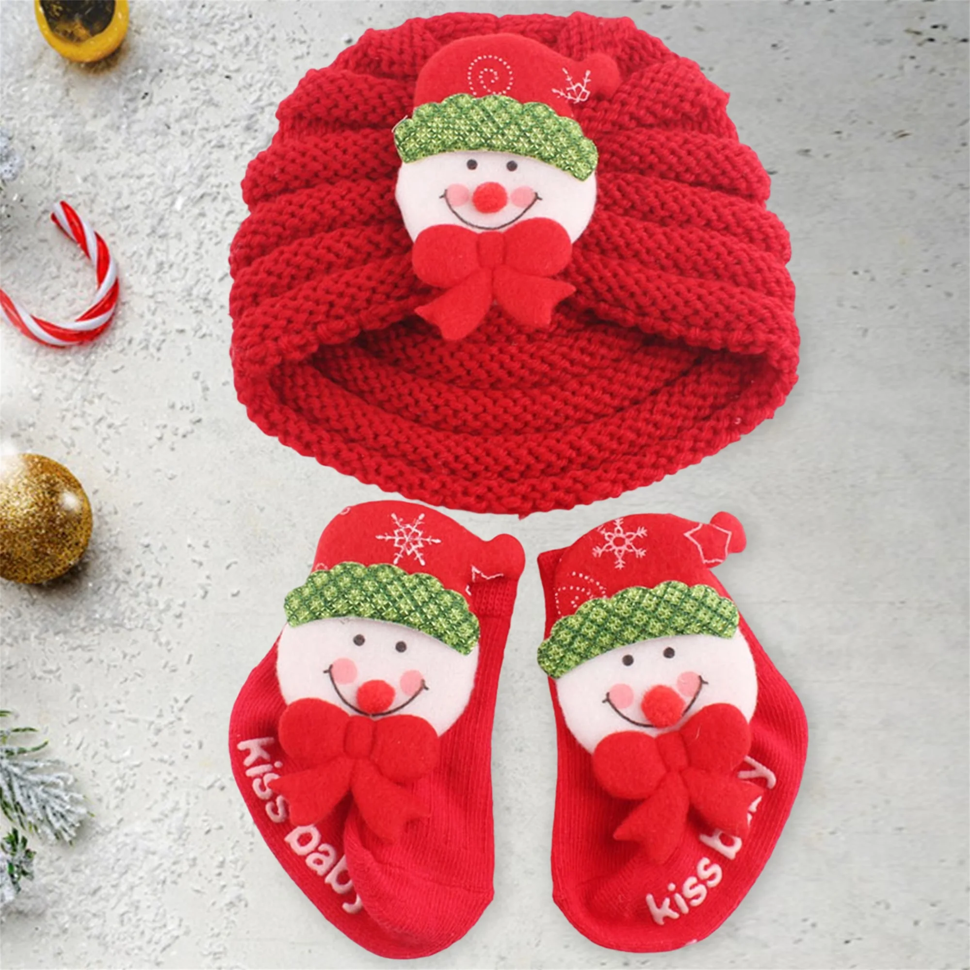 Adorable Baby Reindeer Beanie and Booties Set Stylish Infant Rudolph Hat with Matching Socks for Christmas