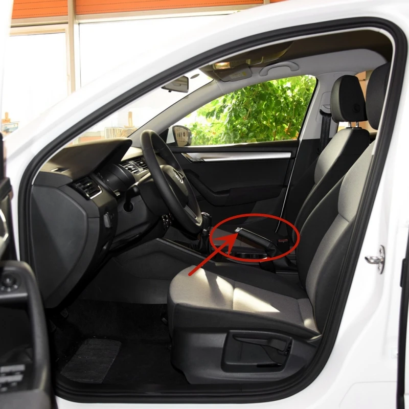 Car Gear Handbrake Handle Leather Cover Plating Button Trim For Skoda Karoq Octavia A5 A7 2015 -