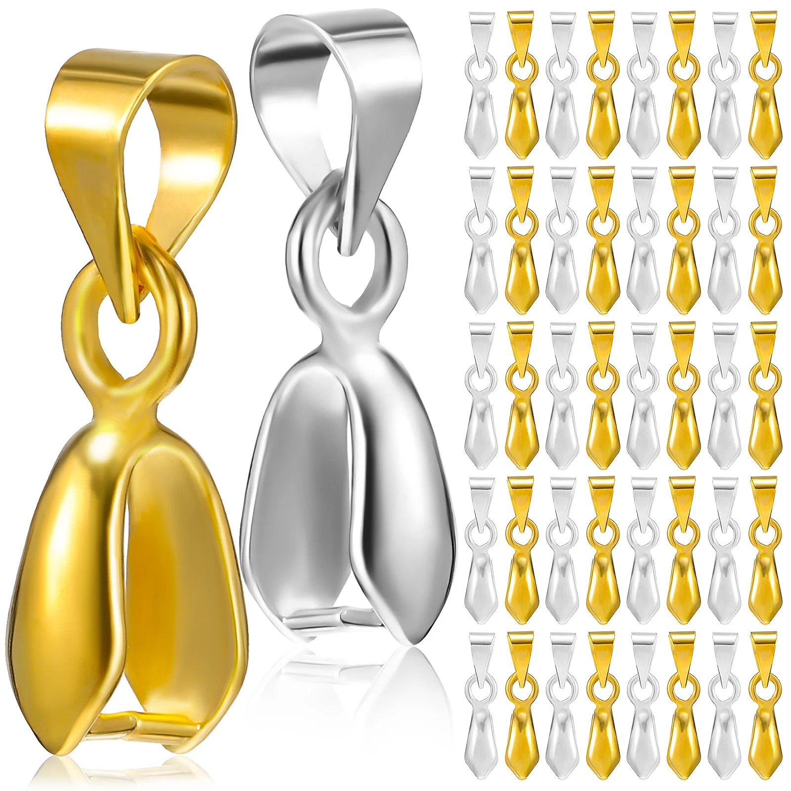 

100 Pcs Gold Locket Pinch Bails for Pendant Clasp Connector Jewelry Clasps Buckle Alloy Connectors Pendants Making Bracelets