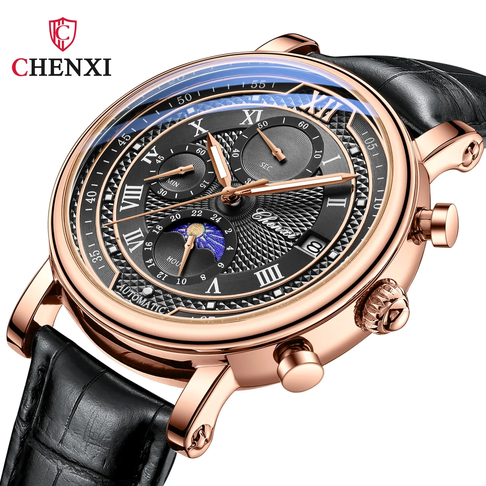 CHENXI Luxury Men Quartz Watch Sports Waterproof Chronograph Luminous Date Men’s Wrist Watch Business Leather Watches Clock h99 1 4 inch tft screen smart bracelet support heart rate sleep monitoring ip68 waterproof sports watch with alarm clock learning bracelet for children black