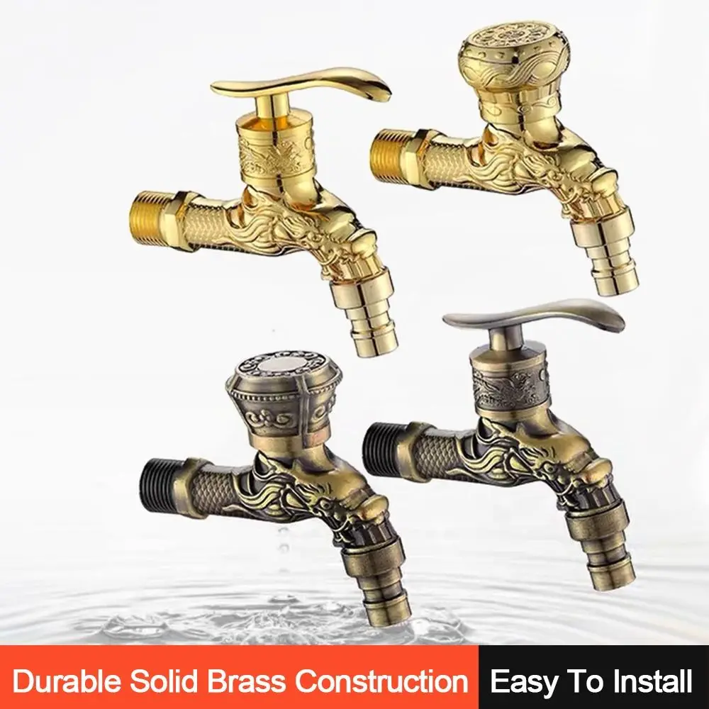 Antique Dragon Carved Water Taps Garden Faucet Bibcock Washing Machine Outdoor Mop Wash Basin Vintage Style garden bibcocks bathroom faucet washing machine faucet water tap faucet