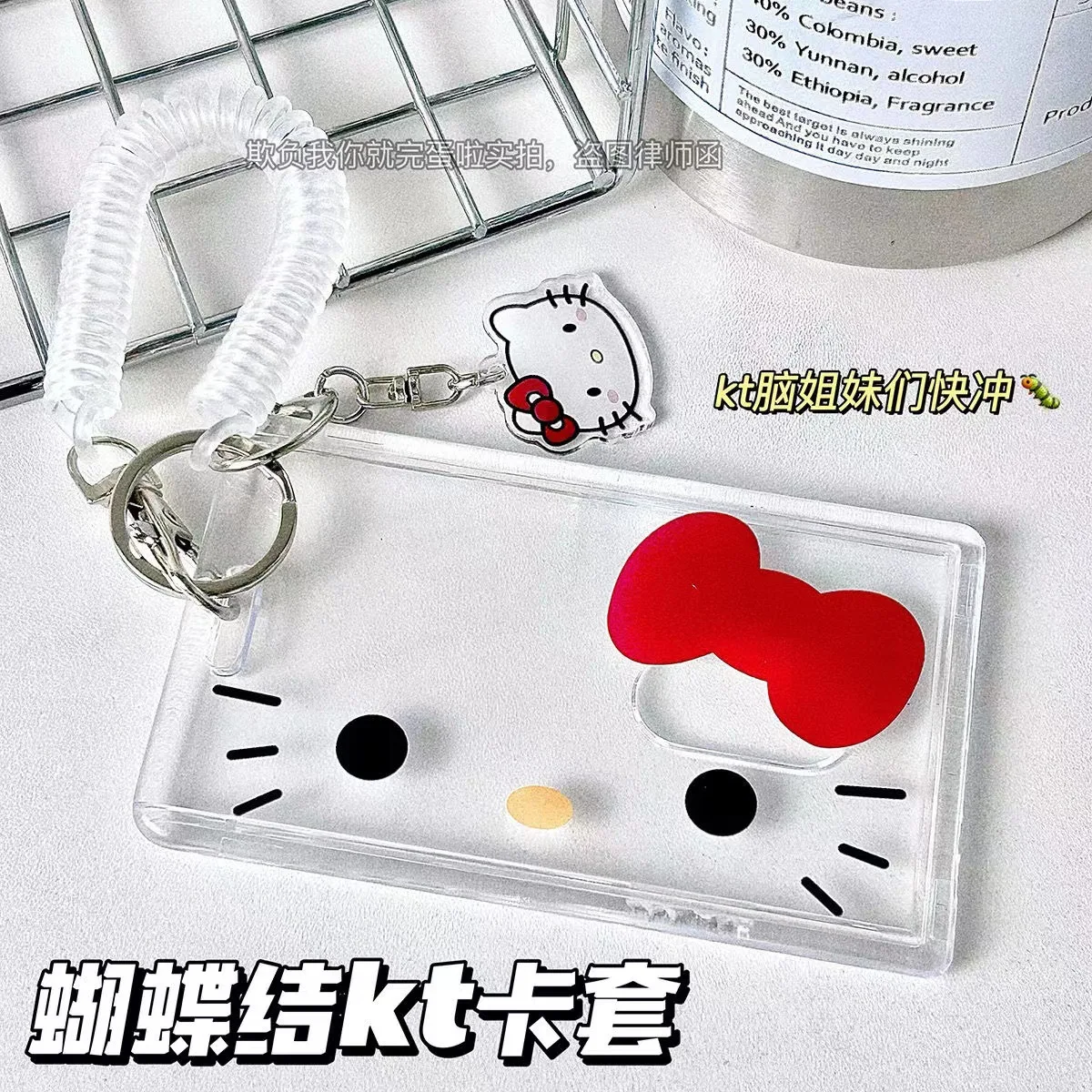 

Kawaii Sanrio Hello Kitty Transparent Card Holder Id Card Access Control Id Card Elevator Campus Card Bus Card Storgae Case