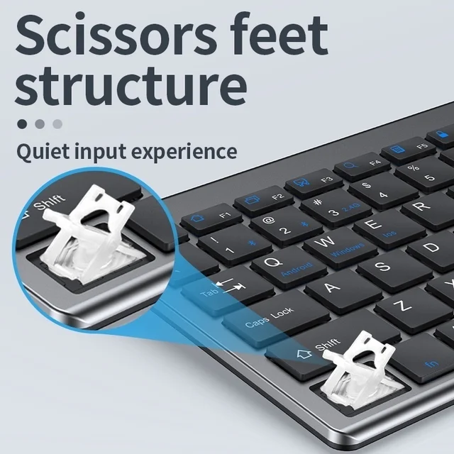 Jomaa Slim Rechargeable Bluetooth Keyboard and Mouse Set for Laptop Computer 2.4G USB Wireless Keyboard and Mouse Combo 4