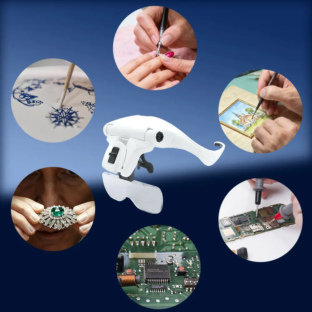 2026년형 LED 조명 돋보기, 시계 수리용 착용형 확대경, 1.5배, 2.5배, 3.5배, 5.0배, USB 충전식