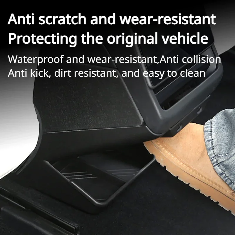 ABS Rear Seat Lower Kick Plate for Tesla New Model 3+ Highland 2024 Car Rear Anti Kick Board Storage Box Auto Trim Accessories