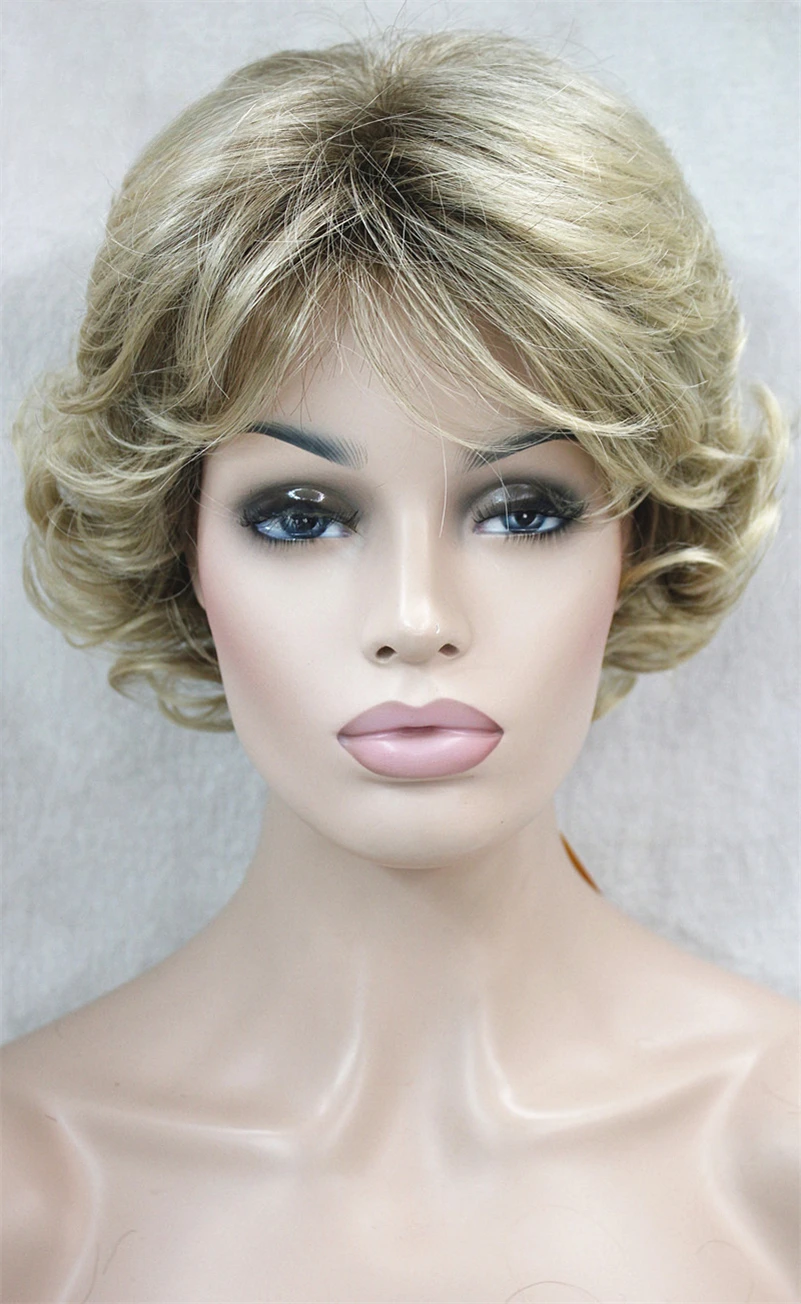 

Short Tousled Curls Ombre Blonde Full Synthetic Wigs