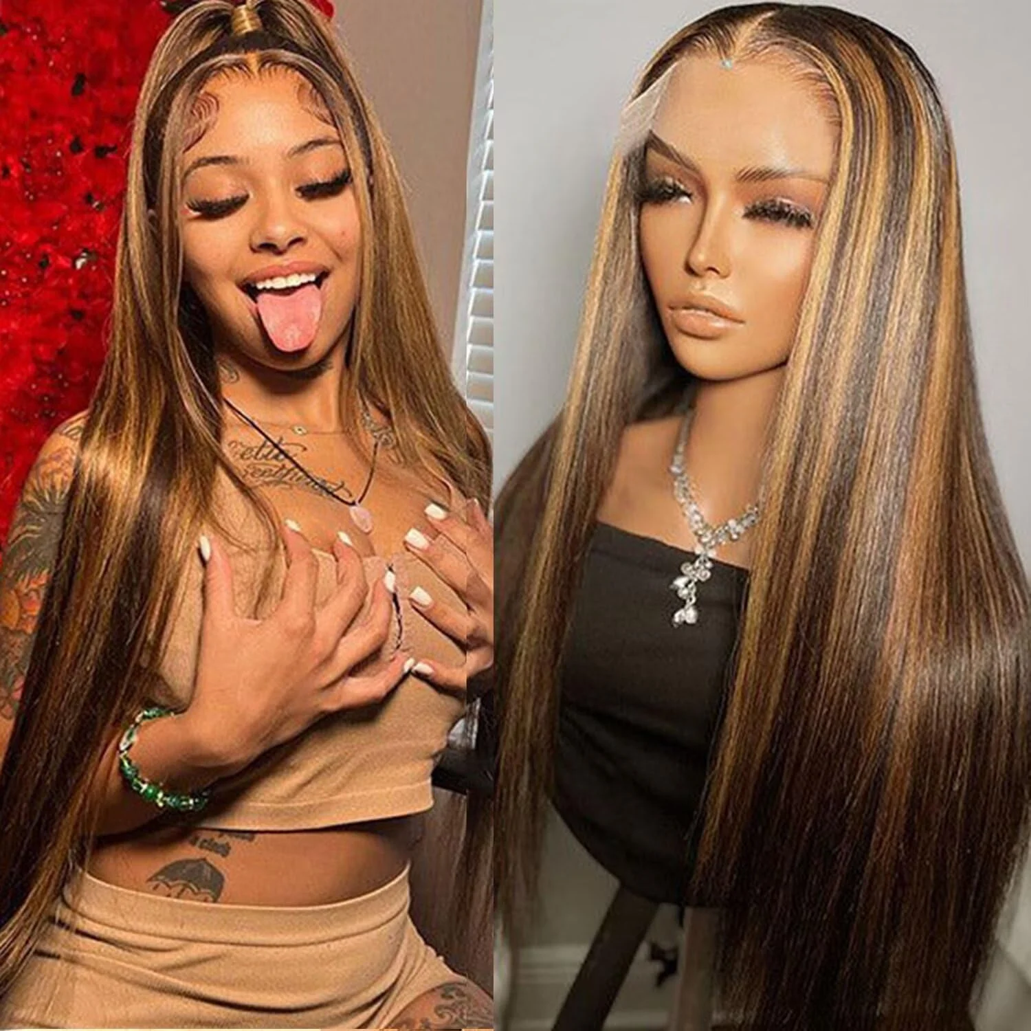 Highlight Bone Straight Lace Wig for Glam