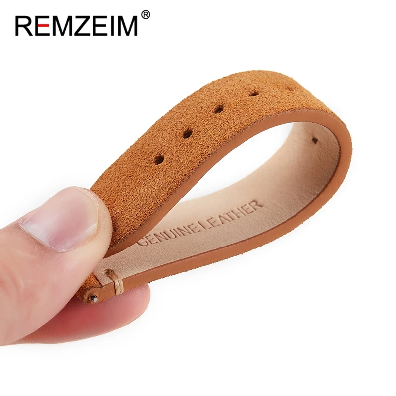 Vintage Handmade Soft Suede Leather Watch Band with Retro Stitching