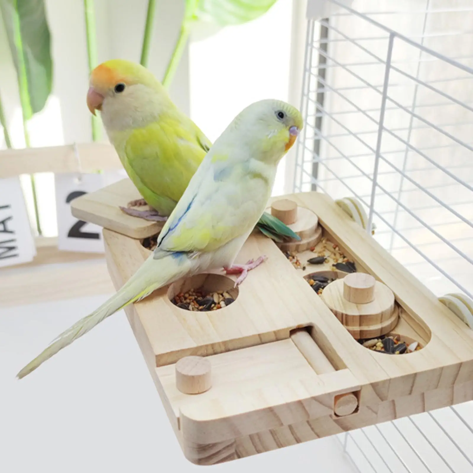 Wooden Bird Foraging Puzzle Toy Parrot Enrichment Toy for Small Animals Rabbits Guinea Pigs Hamster Food Training