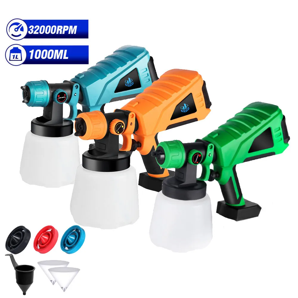 1000ml 800w Cordless Electric Paint Spray Gun High Pressure Handheld