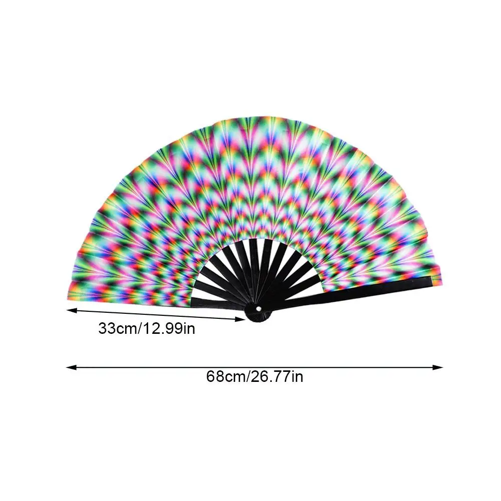 Folding Fan Kung Fu Fan Hand Fan Gradient Reflective Foldable 33cm Large Cloth Dance Photography Fan Props
