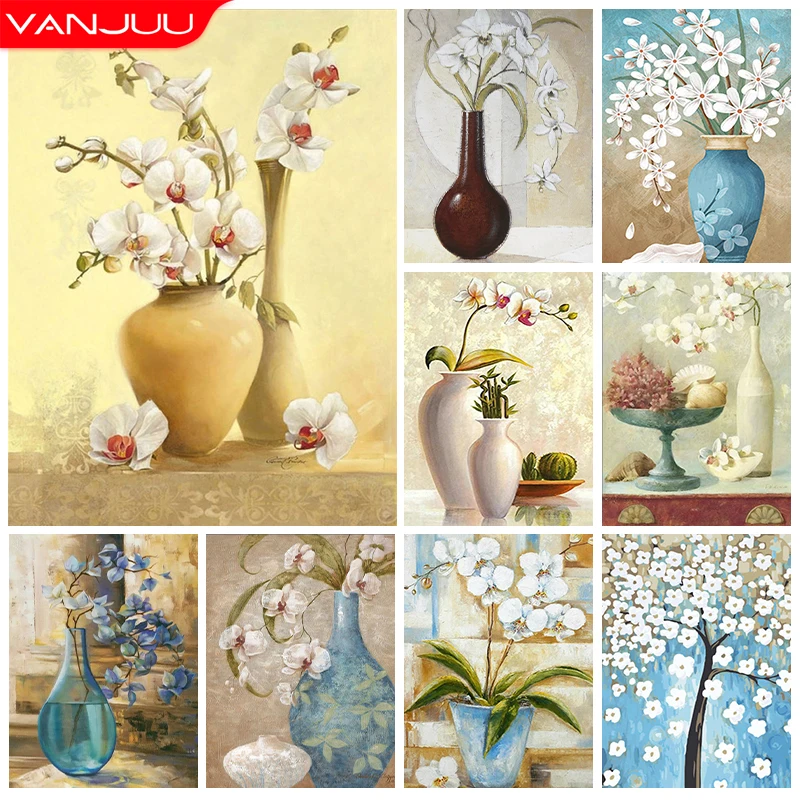 

Flower 5D Diamond Painting Kit Vase Cross Stitch Diamond Embroidery Full Square/round Diamond Mosaic DIY Rhinestone Home Decor