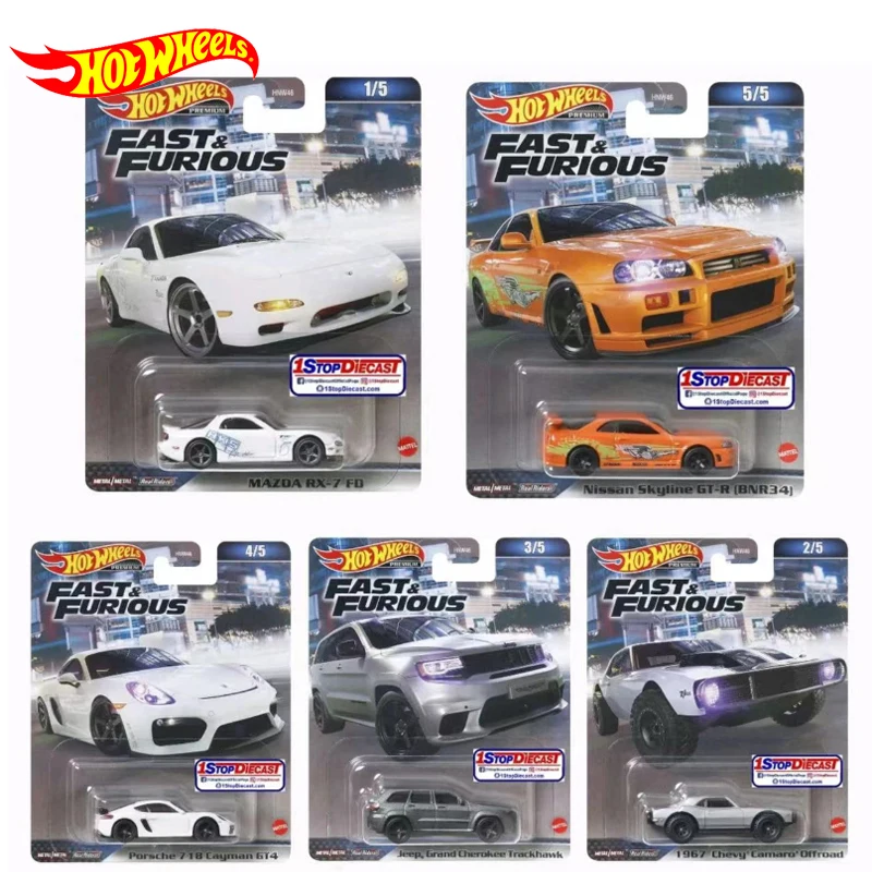 

Original Hot Wheels Premium Car Fast & Furious 1/64 Voiture Metal Diecast Nissan Skyline Porsche 718 Jeep Grand Kid Toys for Boy