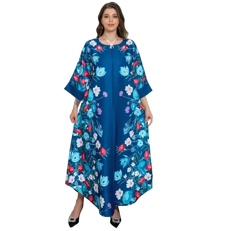 Muslim Robe Affordable Luxury Fashion Rhinestone Positioning Printing Arabic Women Dress Muslim Dress Women African