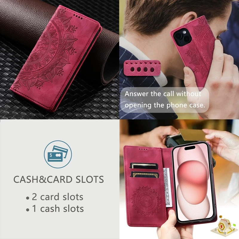 Mandala Leather Magnetic Phone Case Cover, Compatible with Samsung Galaxy A56
