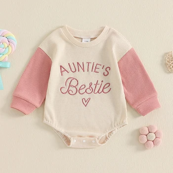 Vestiti per neonata a maniche lunghe Giuntes Bestie Ricamo Pagliaccetto Waffle Body Camicia Abiti autunnali