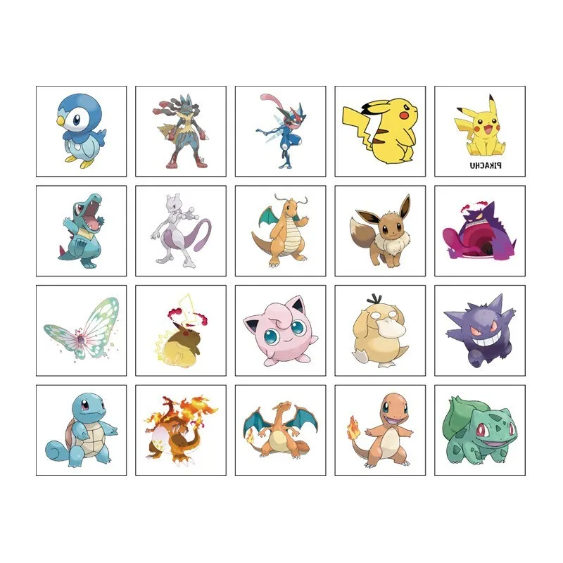 20Pcs/set Pokemon Pikachu Tattoo Stickers Cartoon Children's Temporary Tattoos Kids Girl Art Tattoos Birthday Gift 5