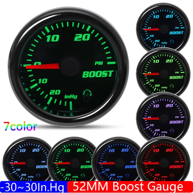 1pcs 12V 2 '' 52mm 0-30PSI 10 Farben Auto Turbo Boost Manometer