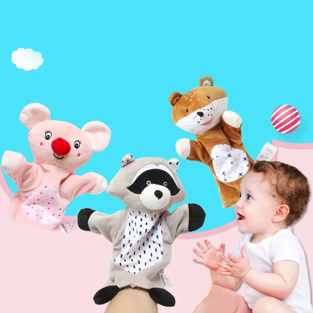 Cartoon Animal Hand Puppets Plush Toy Lovely Kids Sleep Story Game Puppet Parent-Child Interaction Toy Puppet Dolls 1