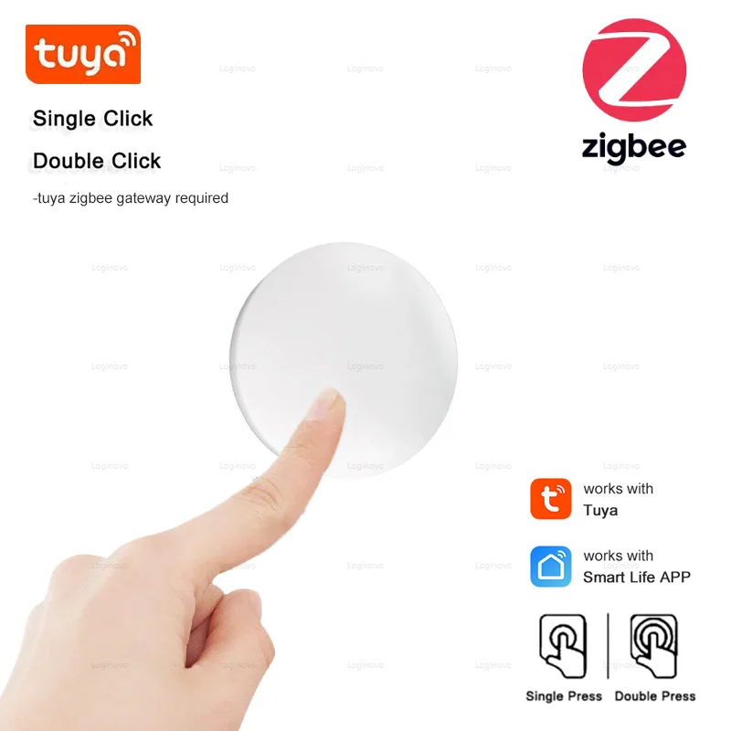 Smart Switch Tuya ZigBee Button Scene Switch Battery Powered Intelligent Linkage Automation Work With Smart Life Zigbee Devices
