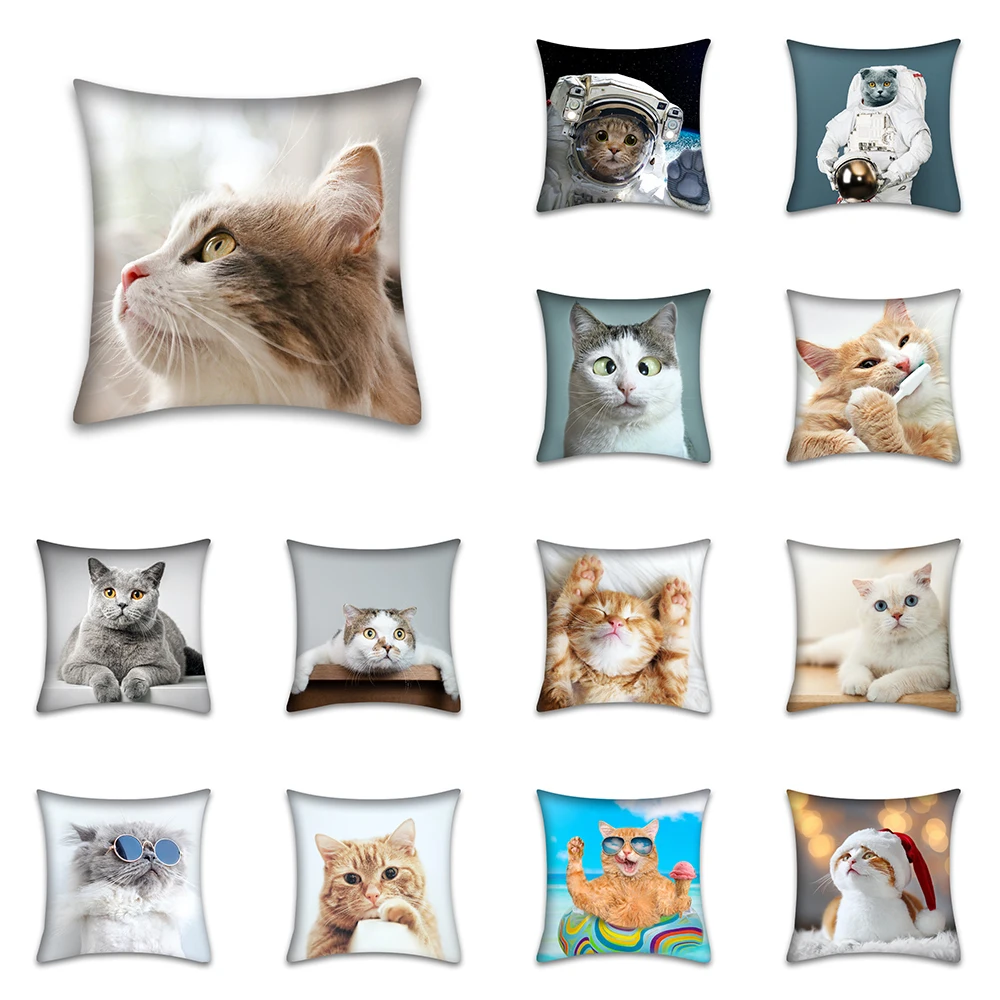 

Cute cat animal print pattern cushion cover for home living room sofa office decoration waist cushion pillowcase