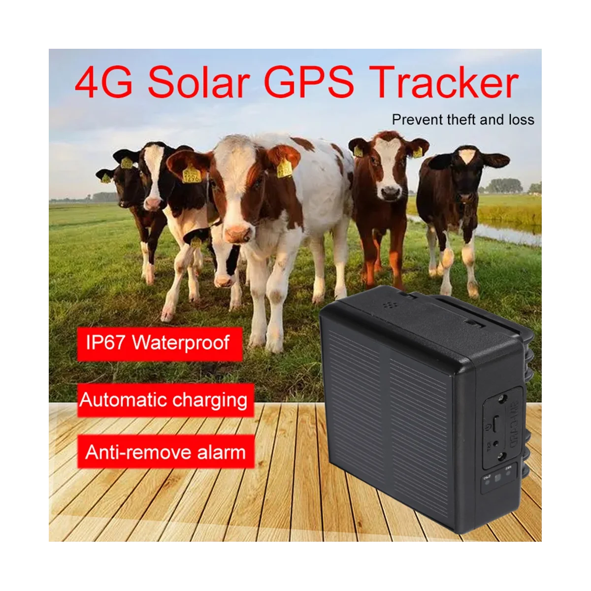 

GPS-трекер на солнечной батарее, 4G, IP66, 4000 мАч, Wi-Fi