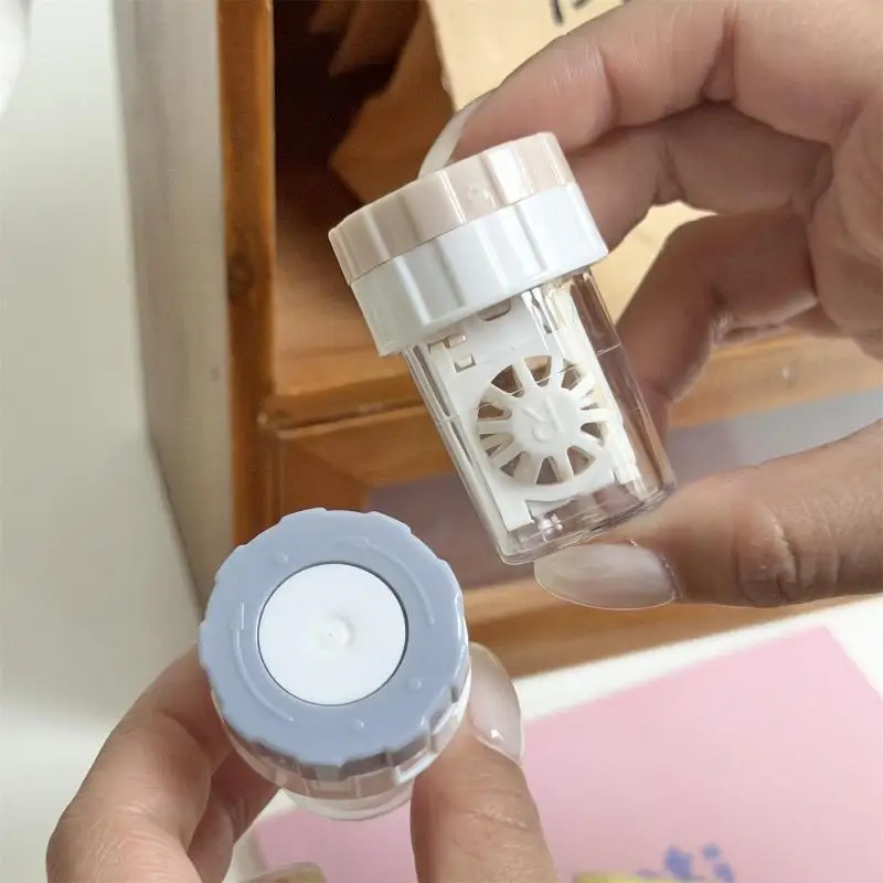 Compact Hand Rotating Contact Lens Cleaner - Dust-Proof Portable Cleaning Box