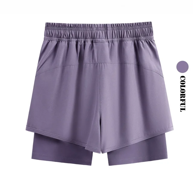 48075-2f98cd.png DRUR Summer Running Shorts High Waist Quick Dry Workout Shorts With Zippered Pocket 2 in 1 Athletic Sportswear for Women Men New