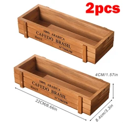 Vintage Wooden Storage Box and Planter for Home Decoration and Balcony Gardens (2pcs)