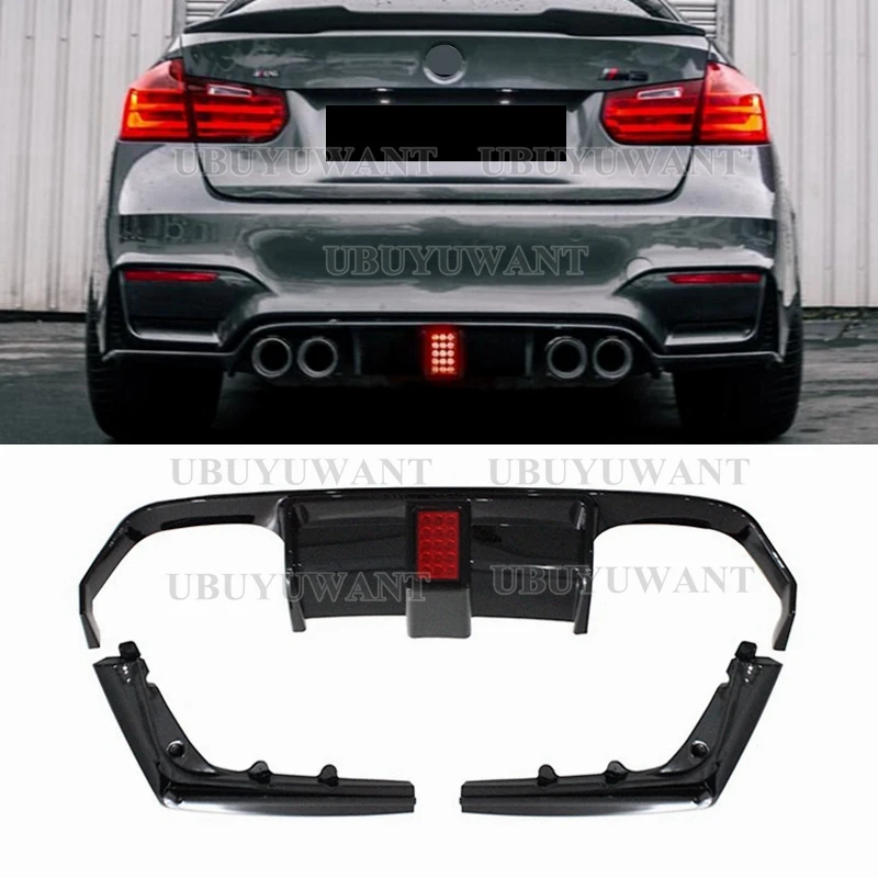 F80 F82 V Style Rear Bumper Diffuser with Led Light For BMW M3 F80 M4 ...