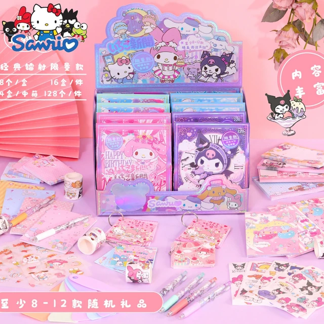 8pcs Cartoon Sanrio Stationery Collection Gift Box Bag Gel Pen Notebook  Handbook Sticker Notes Stationery Wholesale - AliExpress