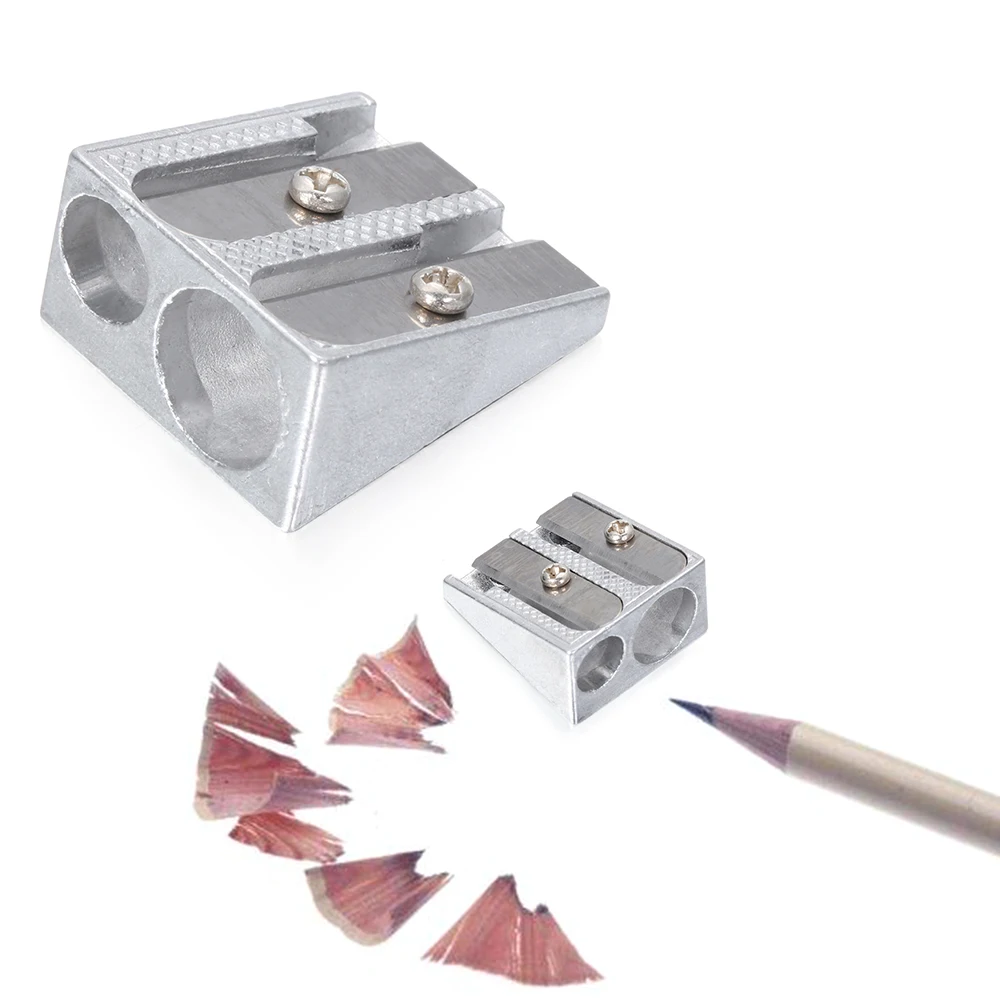 Metal Bevelled Double Hole Pencil Sharpener Stainless Steel Blade Efficient Labour-saving Sharpeners School Office Stationery pencil sharpener