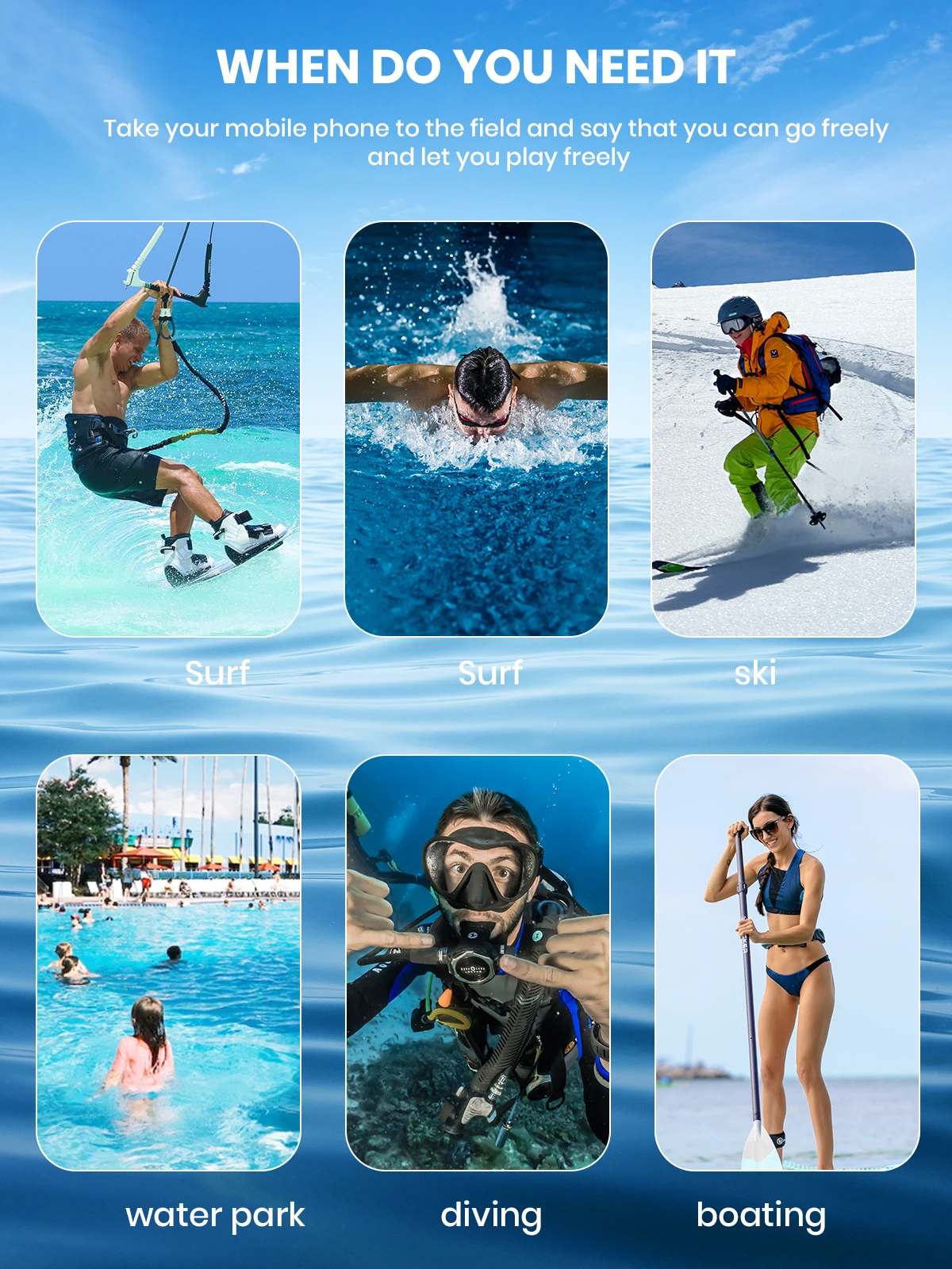 Waterproof Phone Pouch Case iPX8 Waterproof Phone Case For Swimming Universal Dry Bag Underwater For iPhone Samsung Up to 7"
