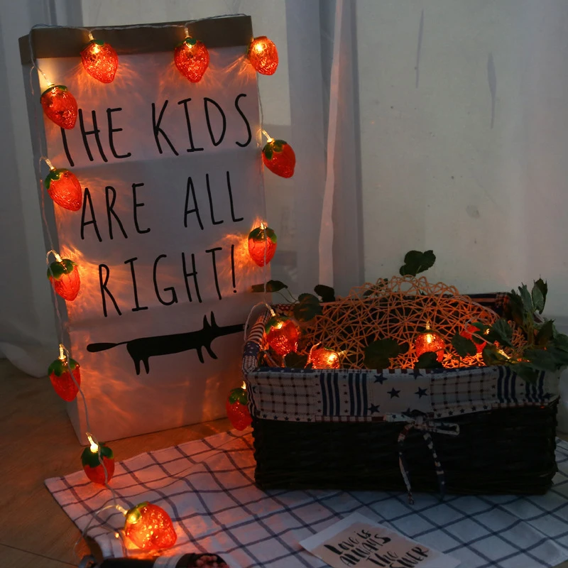 

1.5m Red Strawberry Light String Children Room Decoration Lamp 10 LED Lamps Lighting Shine Energy Saving INS Night Light New
