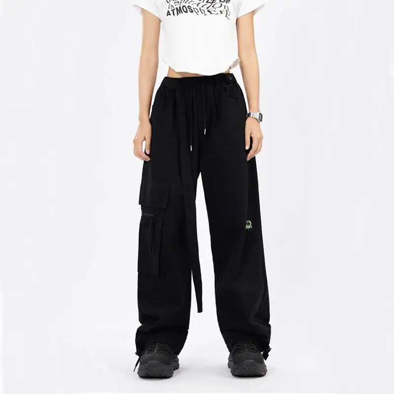 Women's Summer Frock Wide Legs High Waist Straight Bind Your Feet Streetwear Women Y2k Pants Tide Brand Hip HopTidal Current