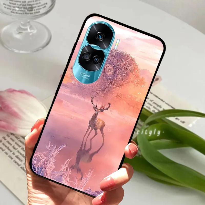Sleek Black Silicone Soft Painted Protective Case