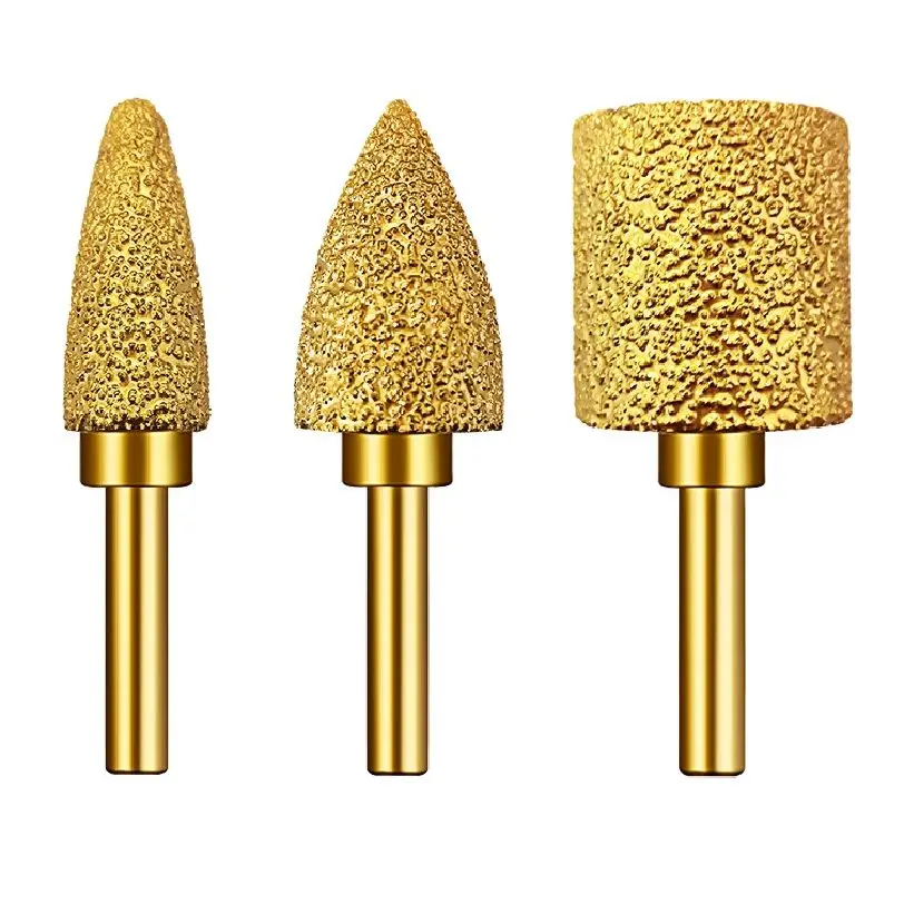 6mm Shank Vacuum Brazed Diamond Burr Head Grinding Rotary File For