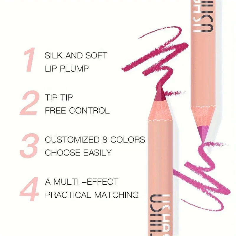 8 Color Waterproof Lip Liner Pencil Long Lasting Natural Lipliner Pen Red Contour Tint Sexy Dark Red Pink Matte Lipstick Pencil 3