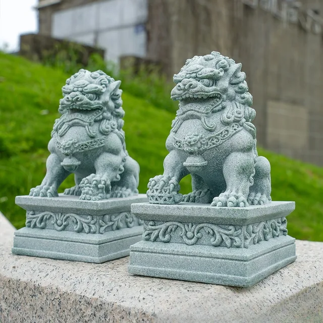 Statues de Lion gardien chinois Feng Shui, Figurines décoratives pour la maison, salon, Bar, café, ornement de bureau 6