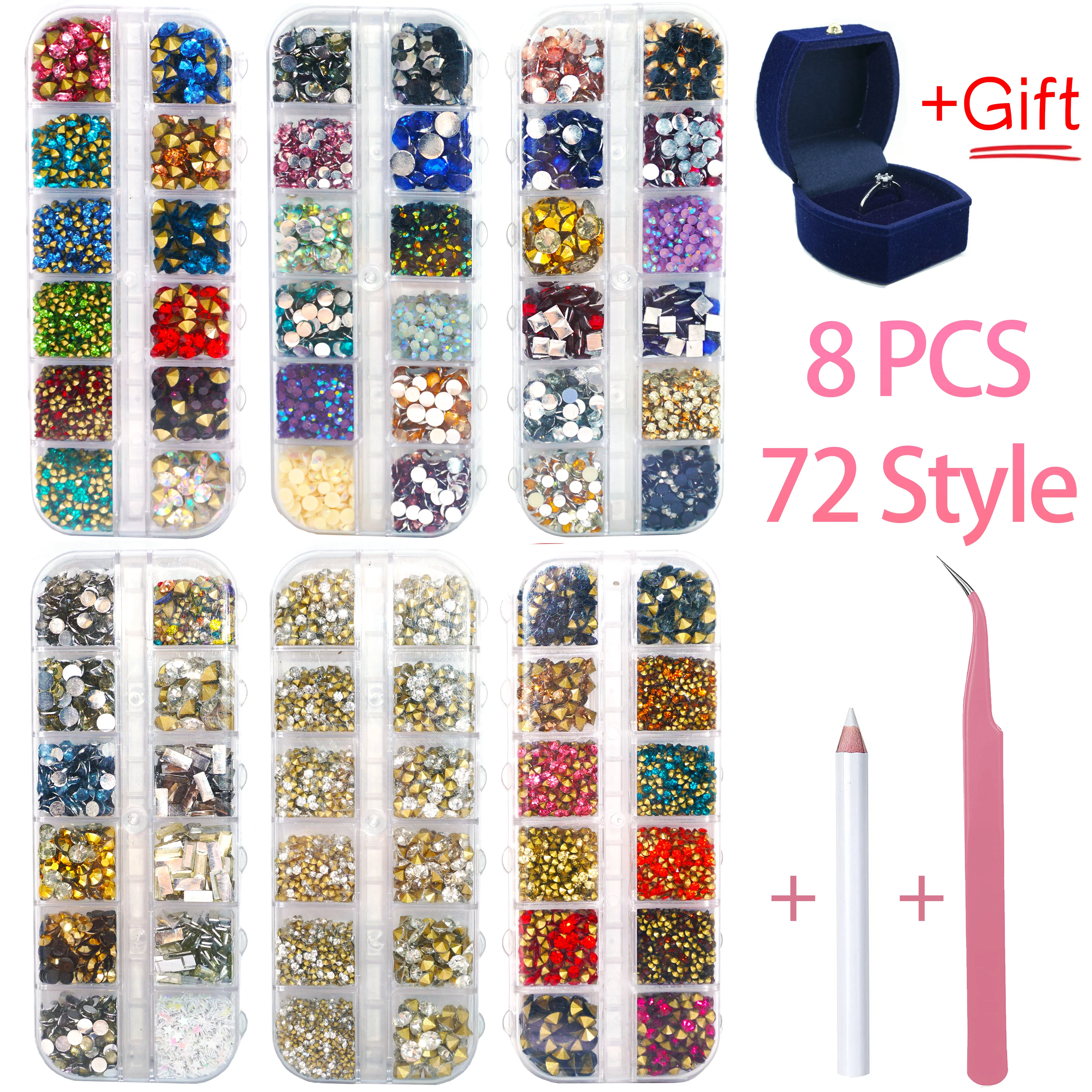 Nail Art Rhinestones Glitter Crystal Gems 3d Flatback Nails Tech