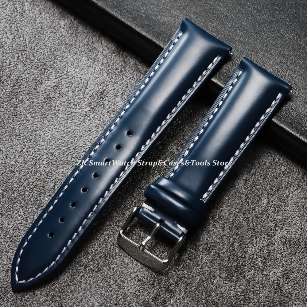 20mm 22mm Universal geöltes Leder Uhrenarmband Schnellverschluss-Armbänder Braun Schwarz Echtlederarmband für Samsung Watch 7/6/5/4 – Detail 14