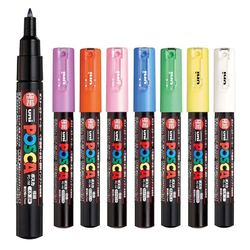 

Posca Uni PC-1M Paint Marker, Ultra Fine 0.7mm Calibre Tip Nib Art Pens, Writes On Any Surface Glass Metal Wood Plastic Fabric