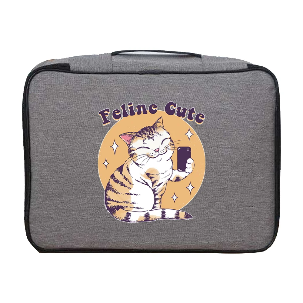 Handbag Men Business Storage Credentials Credit Card Briefcase Japan Cat Print Documents Organizer Travel File Lockbox Woman Bag